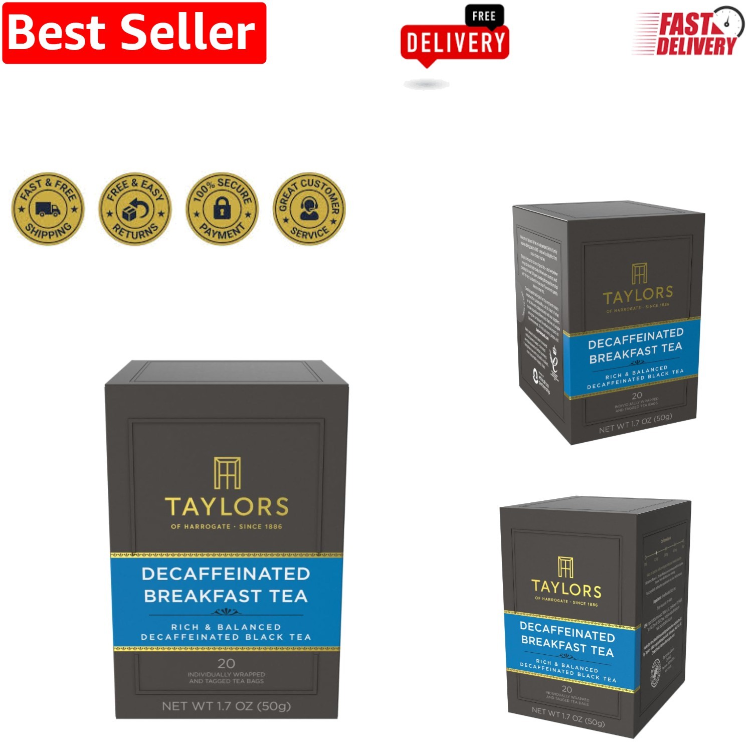 20 Count Decaffeinated Black Tea Bags - Ethically Sourced, Perfect for Any Time gallery