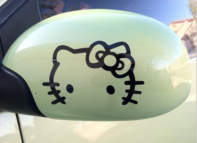 2pcs Red, Silver, Black, Hello Kitty Car Rearview Mirror Decal Sticker St-62 gallery