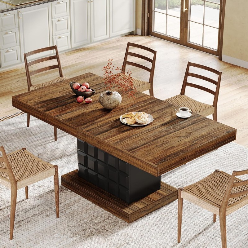 63-Inch Rectangular Dining Table Farmhouse Wooden Kitchen Table for 4-6 People gallery