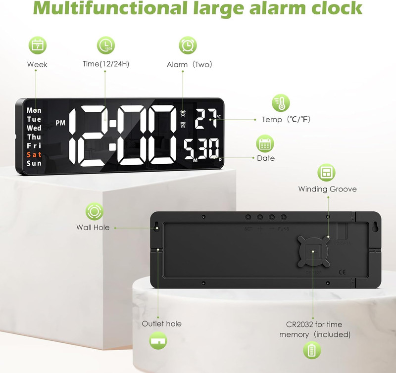 Digital Clock, LED Wall Clock with 16" Large Display, Desktop Clock with Remote gallery