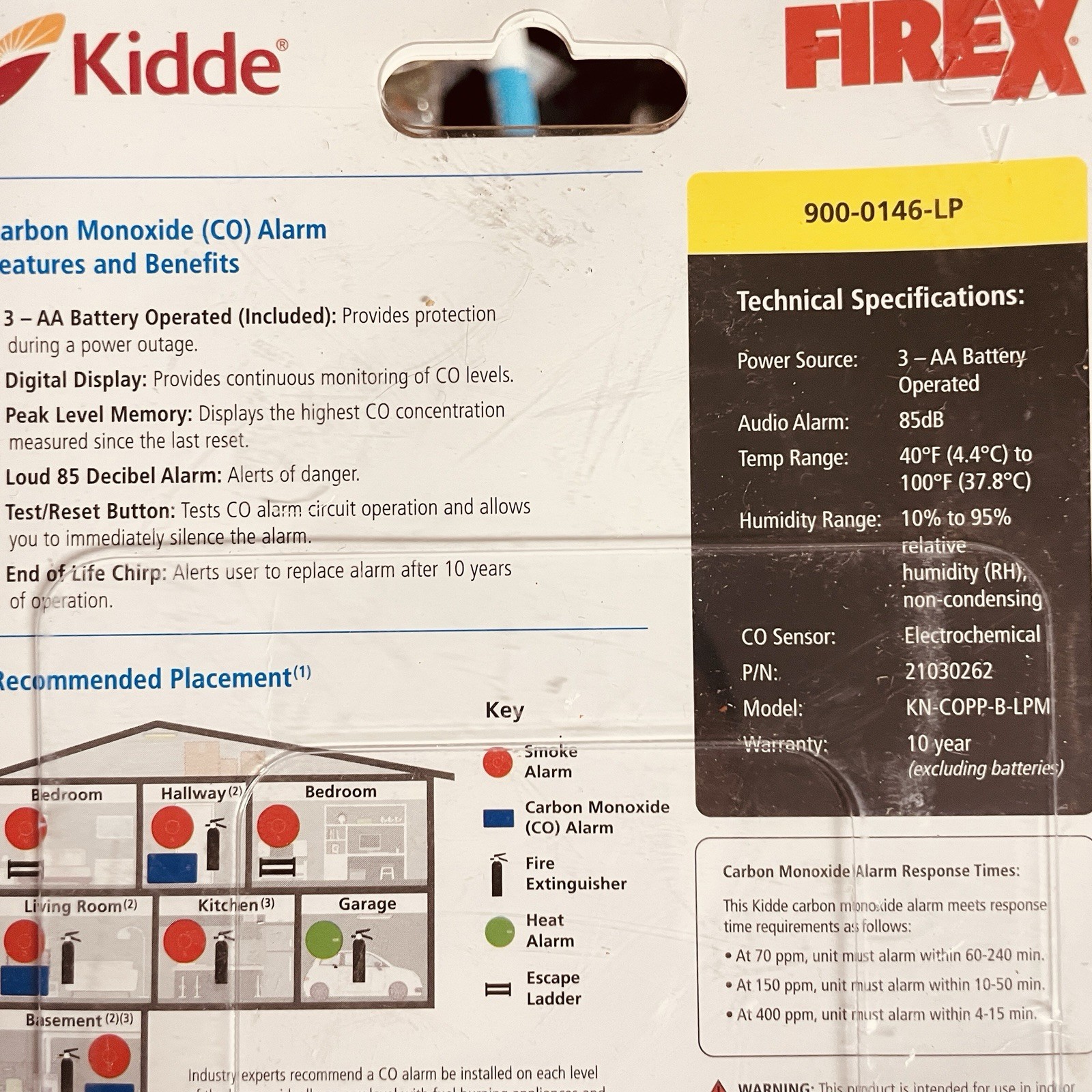 Kidde Firex Carbon Monoxide Alarm Digital Display 3-AA Battery KN-COPP-B-LPM New gallery
