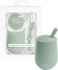 Mini Cup + Straw Training System (Sage) – 9 Months+ – 100% Silicone Training Cup