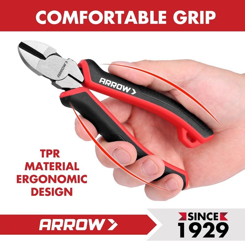 ARROW 6" High Leverage Diagonal Plier Wire Cutter High Carbon Steel w/TPR Handle gallery
