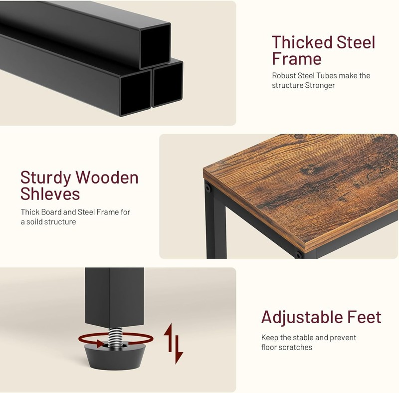 Narrow 2 Tier Side Table - Rustic Brown & Black for Small Spaces Elegance gallery