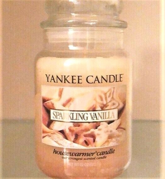 Yankee Candle Retired "SPARKLING VANILLA" ~ Large 22 oz ~WHITE LABEL~ RARE ~ NEW gallery