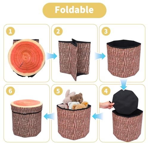 Round Storage Ottoman Cube, Tree Stump Stool, Forest Decor, Multifunctional gallery