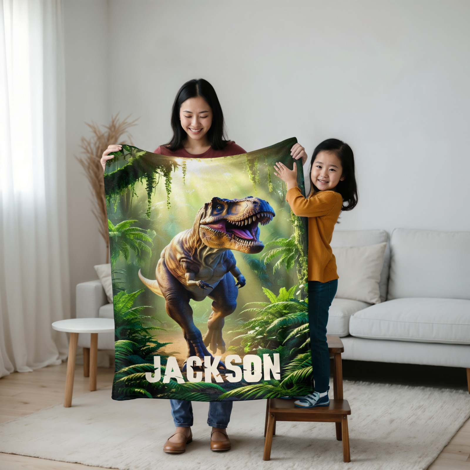 T-Rex Blanket - Personalized Dinosaur Mink Touch Fleece Custom Name Kids Gift gallery