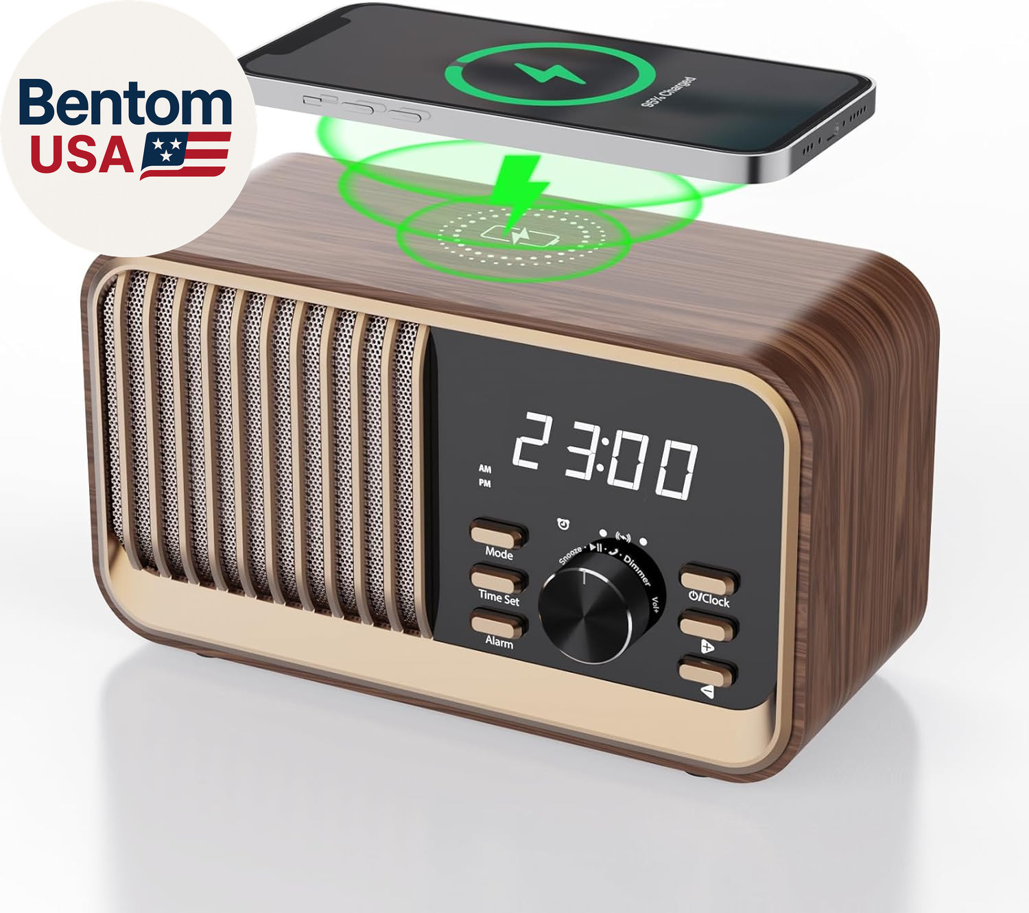 Alarm Clock Radio with Fast Wireless Charging,Support Bluetooth 5.3/FM Radio/Usb gallery