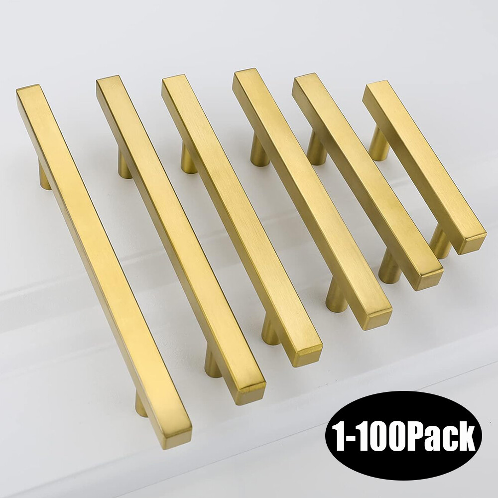 2"-10" Stainless Steel Gold Kitchen Square Cabinet Handles Drawer Pull Hardwares gallery
