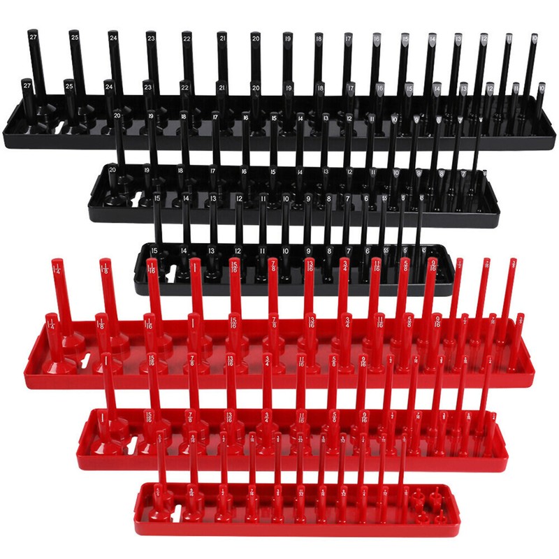 6PCS Socket Organizer Tray Set Hold 90 Metric&76 SAE Socket 1/4" 3/8" 1/2" Drive gallery