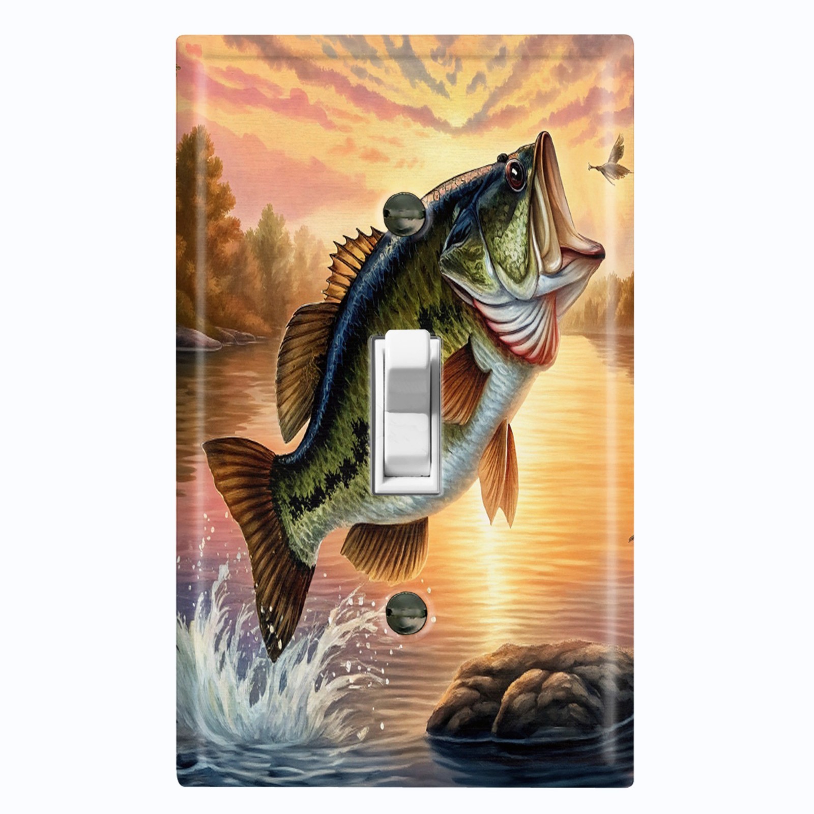 Metal Light Switch Outlet Cover Decorative Wall Plate Bass Fish Lake OCN163 gallery