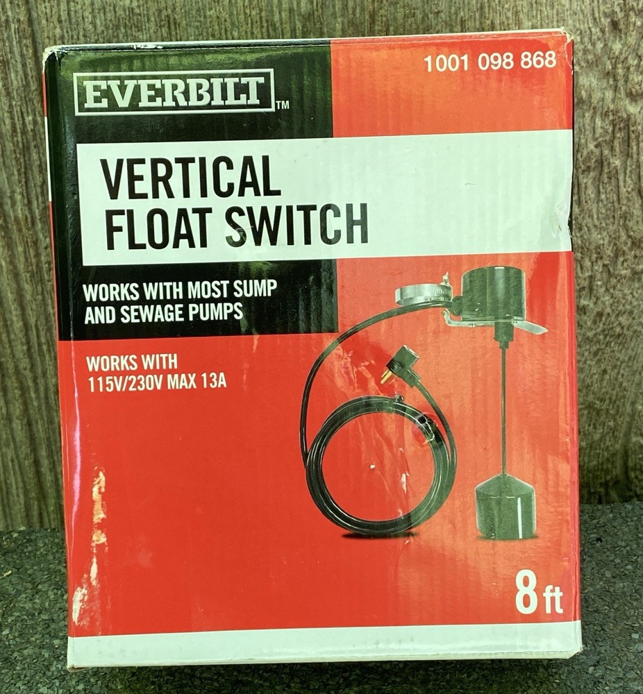 EVERBILT EBPBV VERTICAL FLOAT SWITCH 8' FT 115V SUMP PUMPS