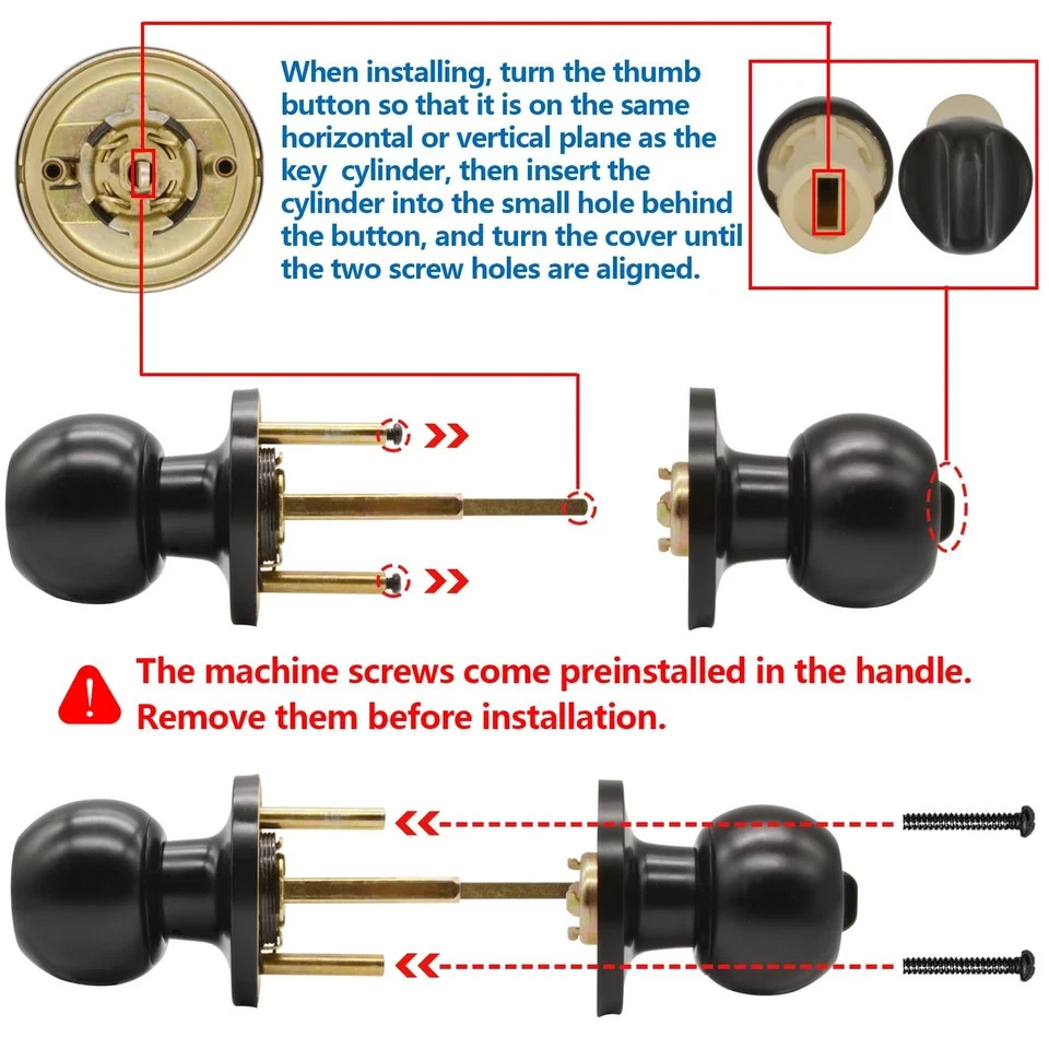 5 Backset Latch Keyed Entry Door Knob with Lock and Key, Standard Square gallery