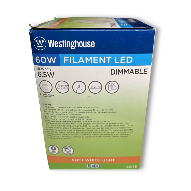 G40 Globe Light Bulb Dimmable E26 60W 120V Westinghouse #53175 Soft White gallery