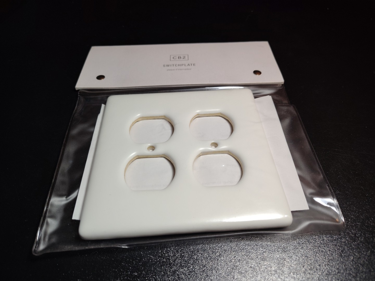 Crate & Barrel CB2 Switch Plate White Ceramic Double Duplex NWT gallery