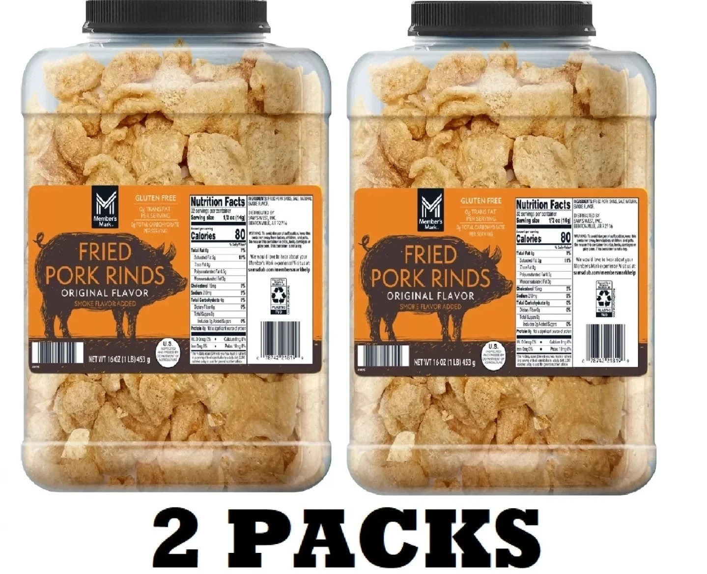 2 PACK Member'S Mark Original Fried Pork Rinds 16 Oz. FREE SHIPPING gallery