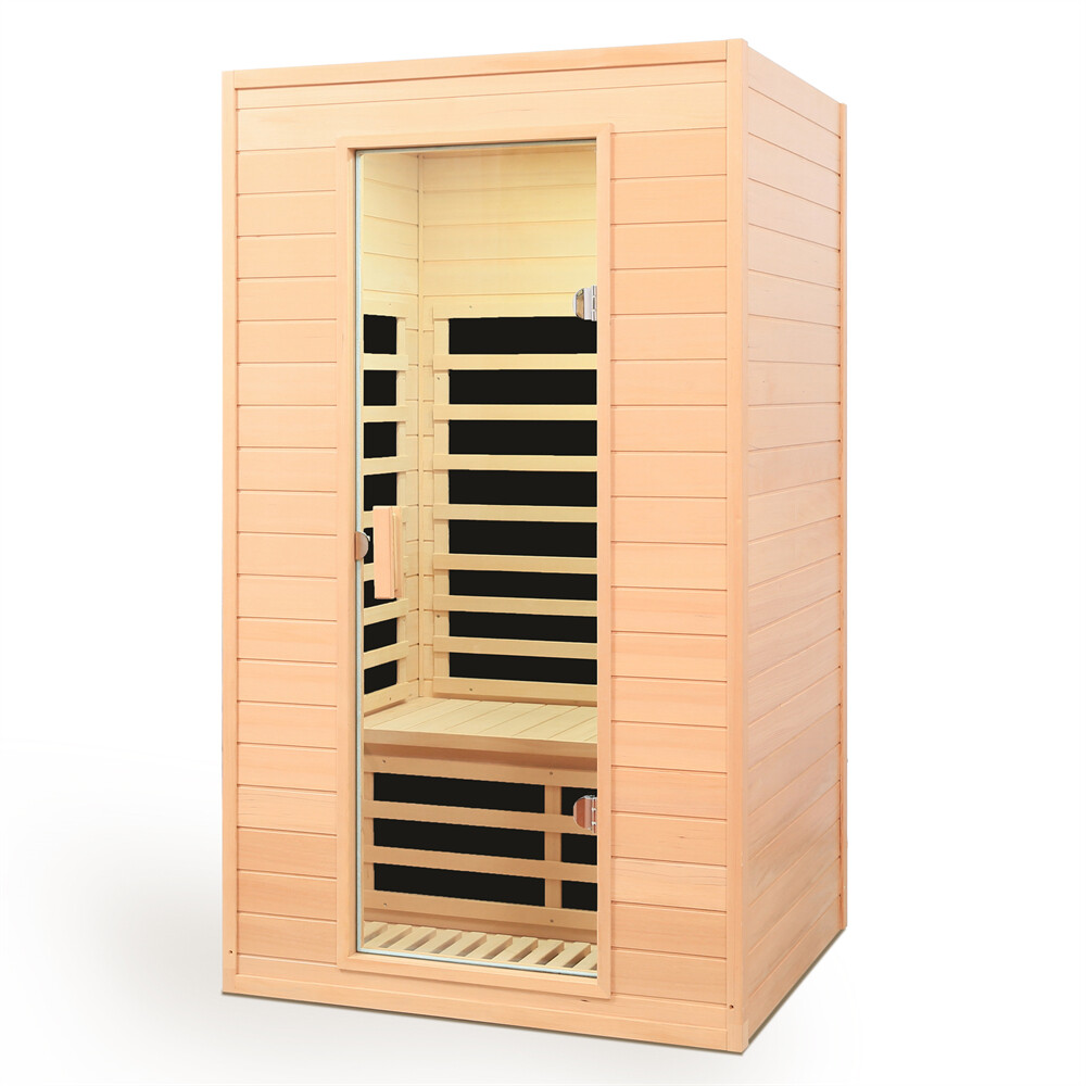 Two-person Hemlock Far Infrared Roof Embedded Indoor Sauna Room 1500W Low Emf gallery