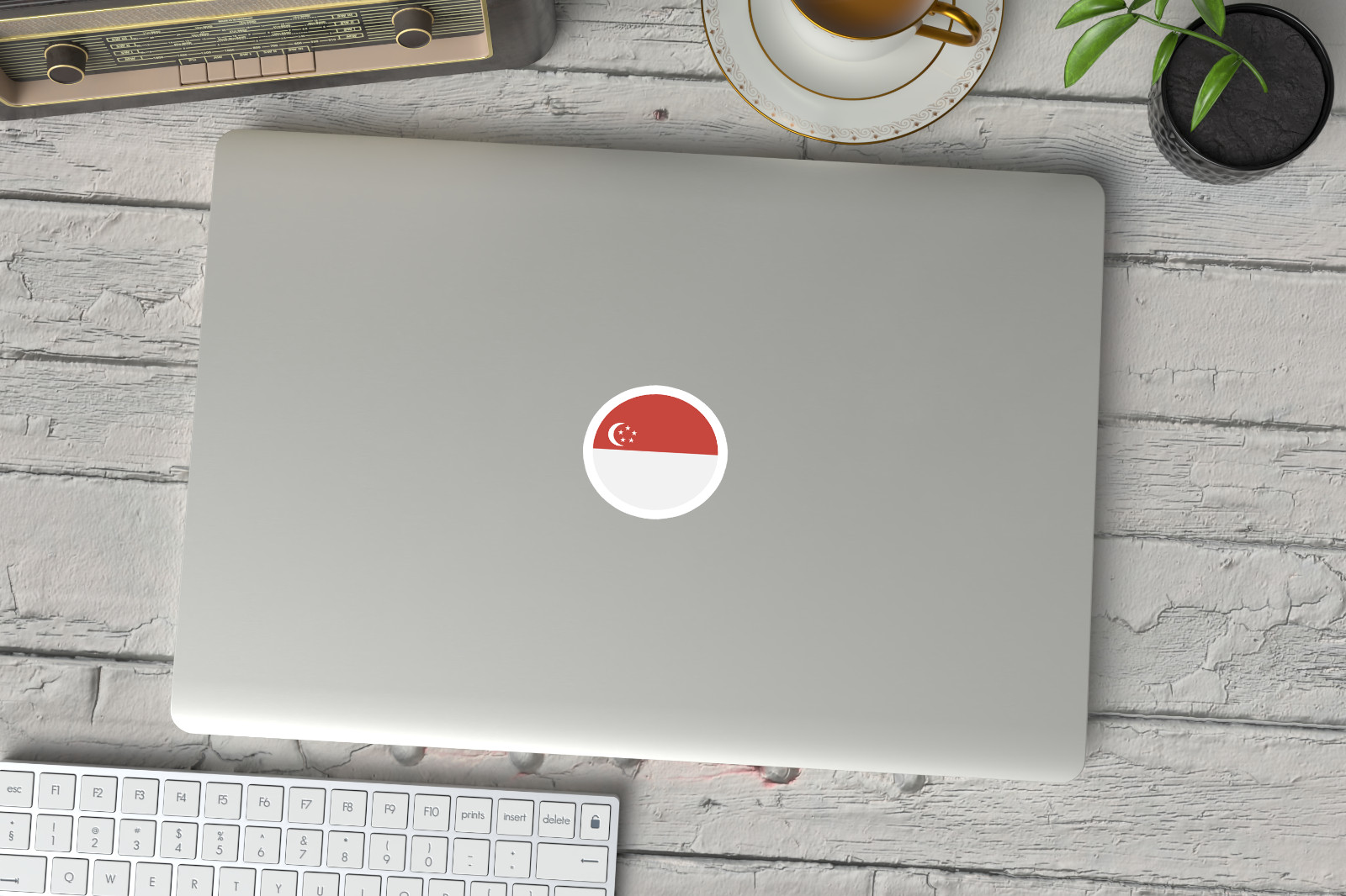 6-Pack Singapore Flag Stickers - Round Vinyl Decals for Car, Laptop, Tumbler gallery