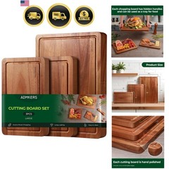 Wood Cutting Boards Set for Kitchen Acacia Wooden Cheese Meat Fruit Vegetables