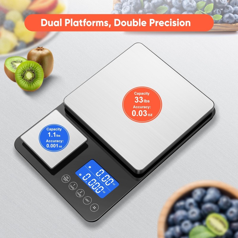 33 Lbs Dual Platform Digital Kitchen Food Scale Two Precision Surfaces gallery
