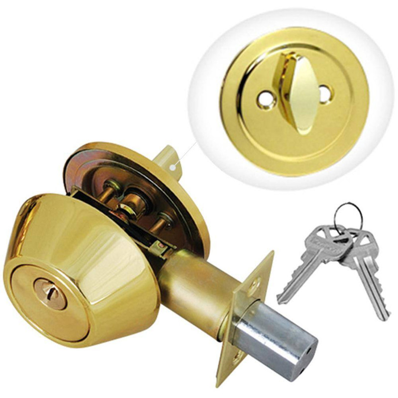 Solid Brass Entry Door Lock Single Cylinder Deadbolt with 6 KW1 Keys (3-Pack, Ke gallery