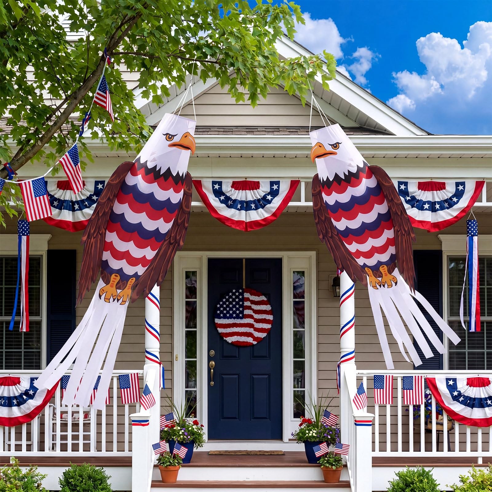 2 Pcs 40 Inch USA American Windsock 4th of July Patriotic Eagle Wind Sock 250... gallery