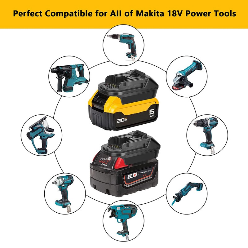USB Battery Adapter for Milwaukee 18V Dewalt 20V Convert to Makita 18V DM18M gallery