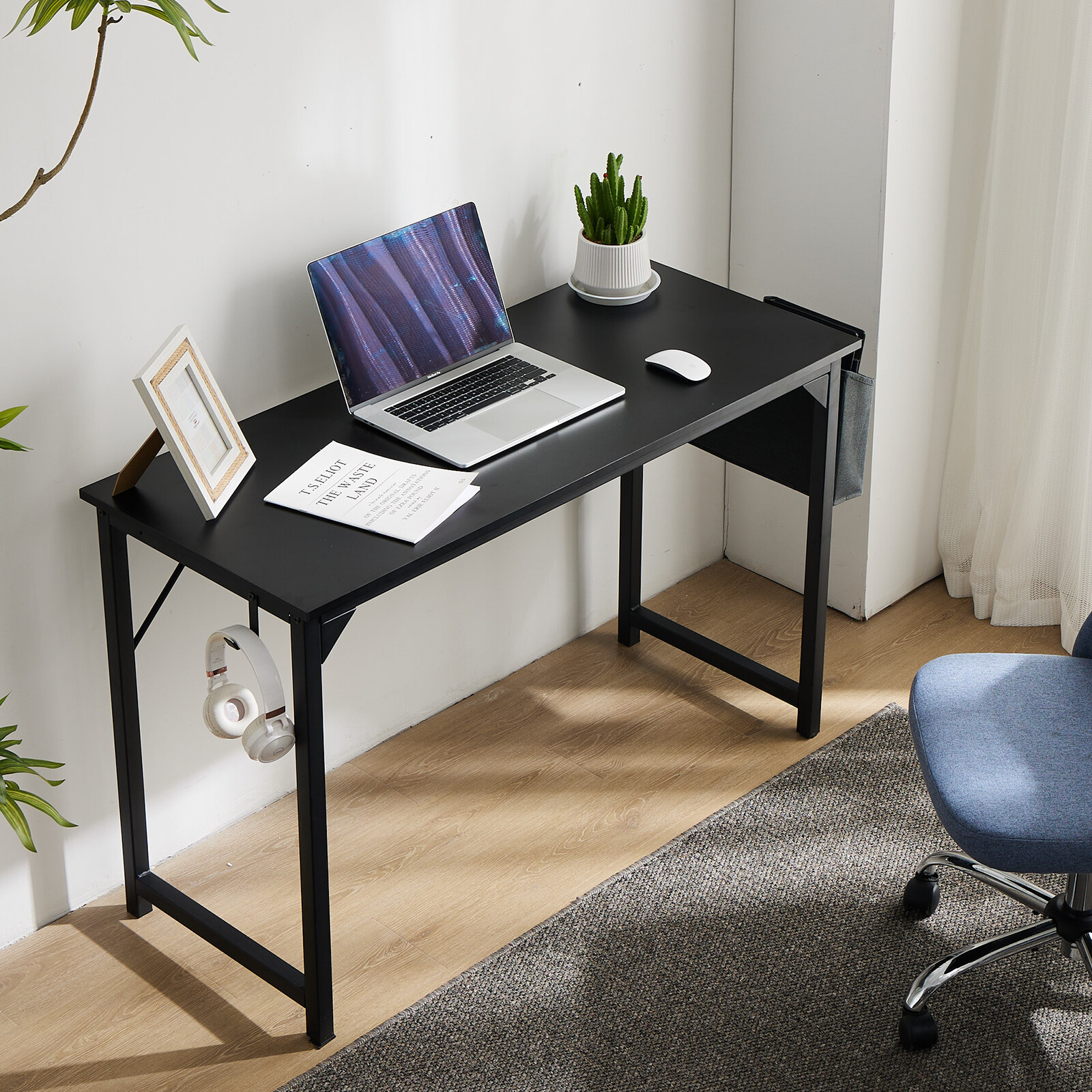 Computer Office Desk 40/47/55/63IN Writing Table Storage Bag & Headphone Hook gallery