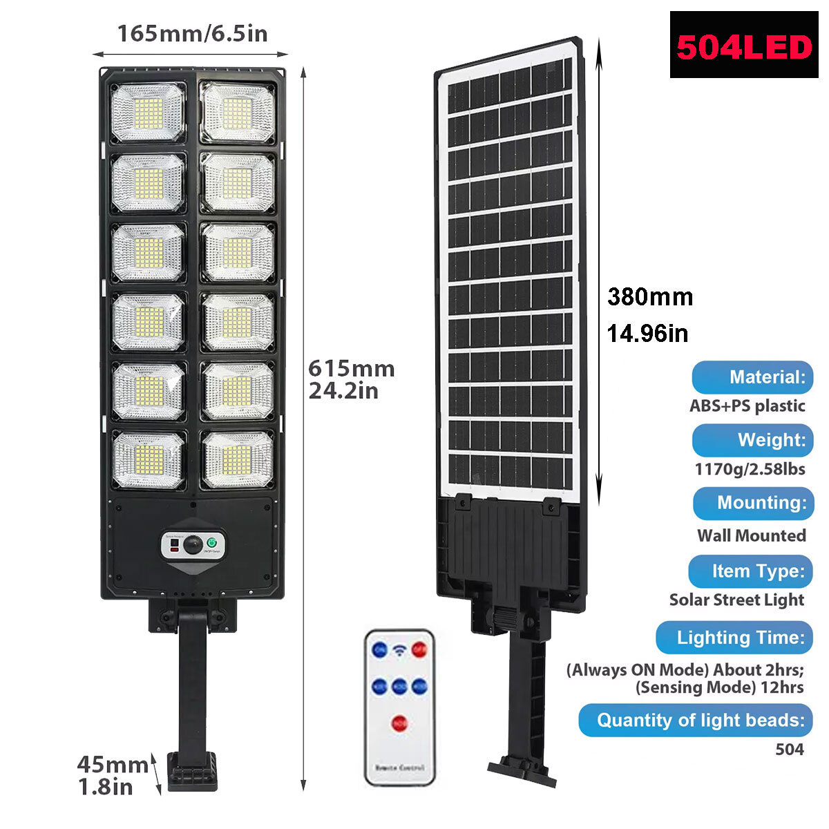 Commercial 1000000LM LED Outdoor Dusk to Dawn Solar Street Light Road Area Lamp gallery