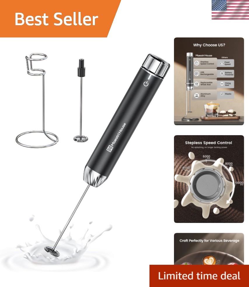 Rechargeable Milk Frother with Stepless Speed Control, LunaFro Max Handheld E... gallery