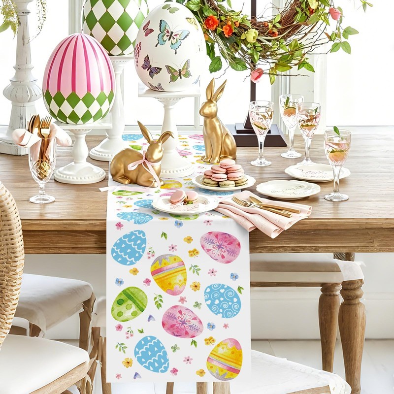 72 x 13 Inch Easter Table Runner – 72 x 13 inches, Green Pink Blue Yellow gallery