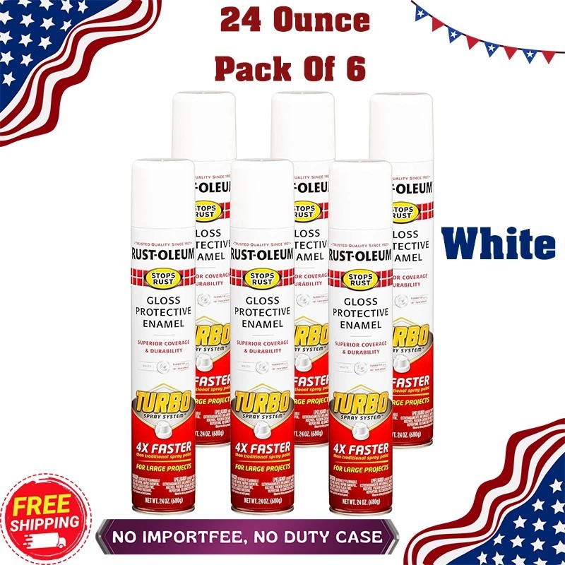 Rust Oleum Turbo Spray Paint Gloss White 24 oz 6 Pack Stops Rust Metal Coating gallery