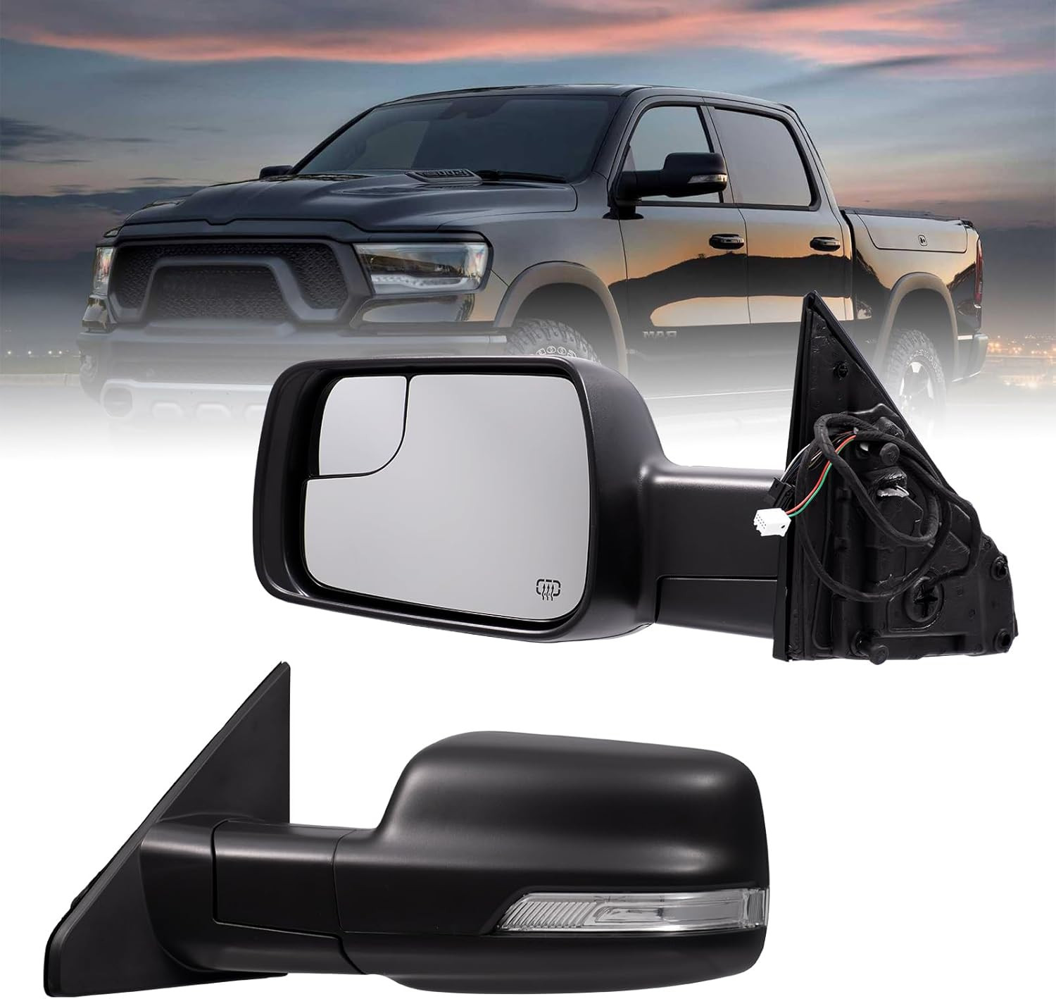 Left Driver Side Mirror for 2019-2025 Ram 1500 with Manual Folding/Heated/Power gallery