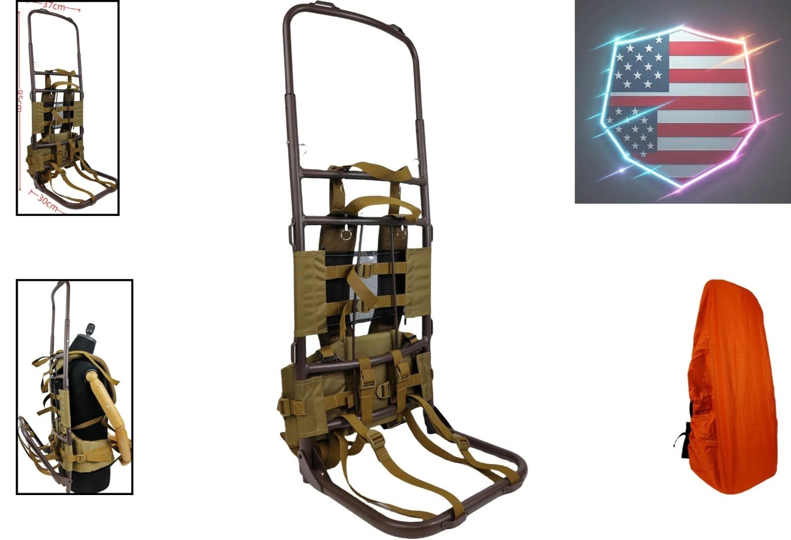 Hunting External Pack Frame with Rain Cover, Adjustable Straps, External Fram... 2