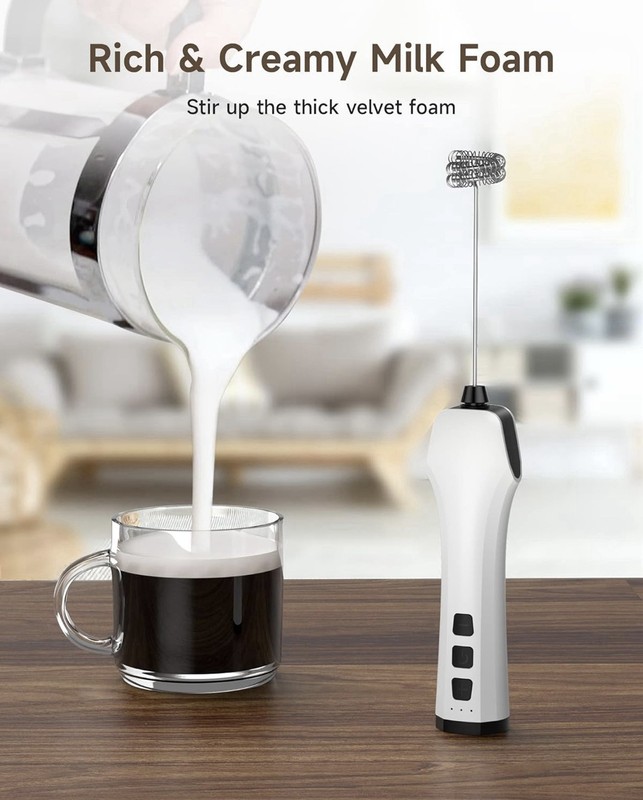Rechargeable Electric Whisk with 3 Heads 3 Speeds Drink Mixer gallery