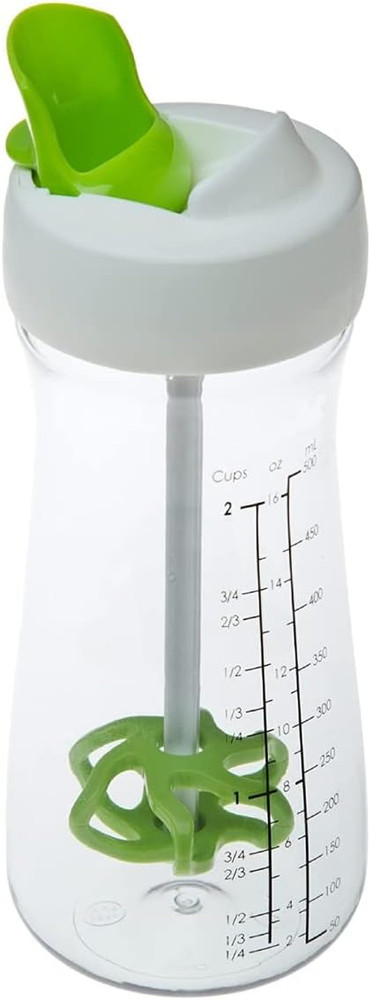 Salad Dressing Shaker Container, Dripless Pour, Leak-Free, Soft Grip, BPA Free,