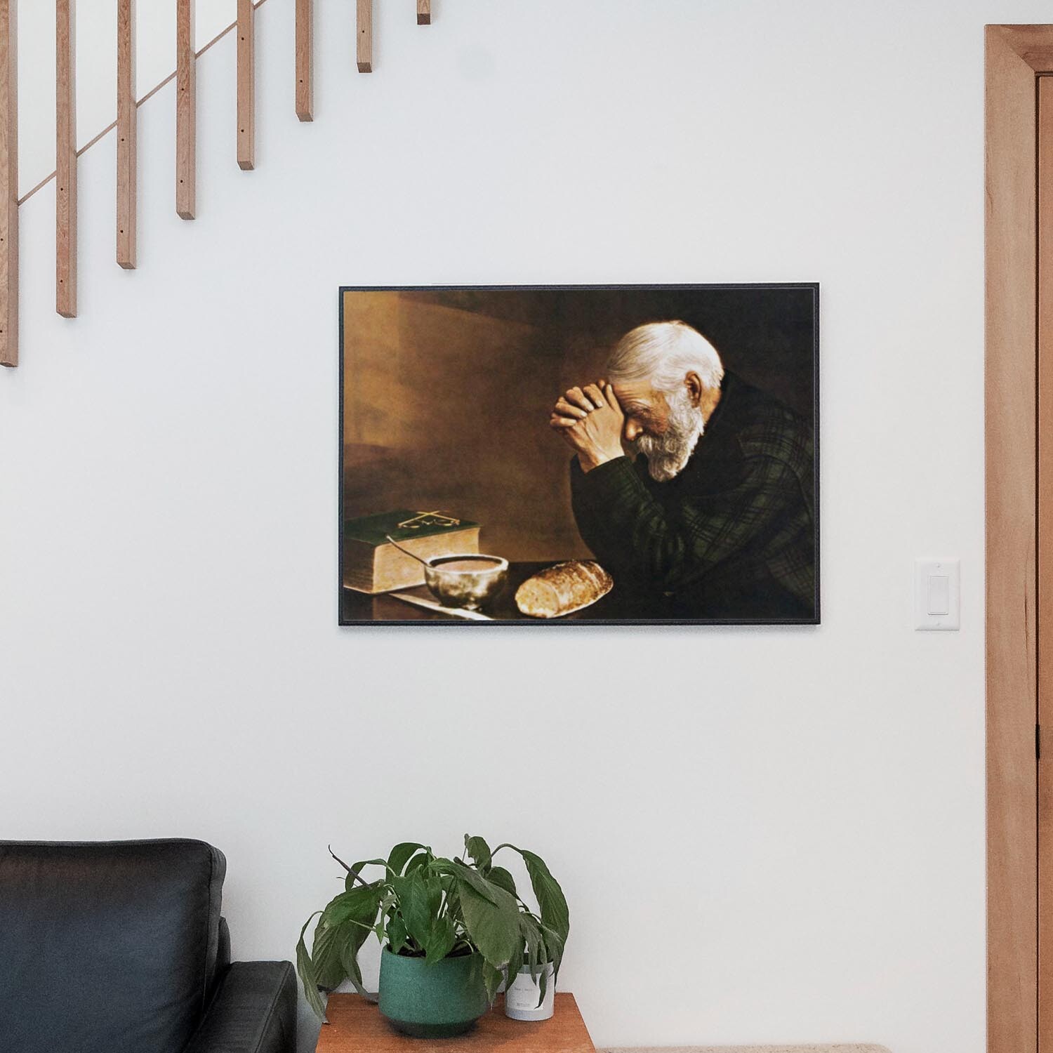 Grace - Man Praying Over Daily Bread Jesus Christian Bible Wall Art Poster Print gallery