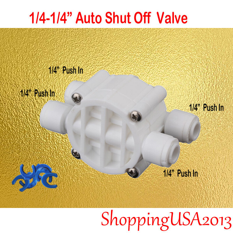 Auto Shut Off Valve 1/4" Check Valve Flow Restrictor RO Water Filter System gallery