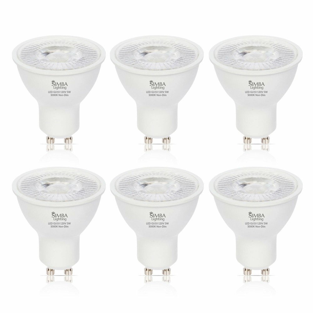 [6 Pack] Simba Lighting® LED GU10 5W Non-Dimmable 50W Replacement Bulb 5000K