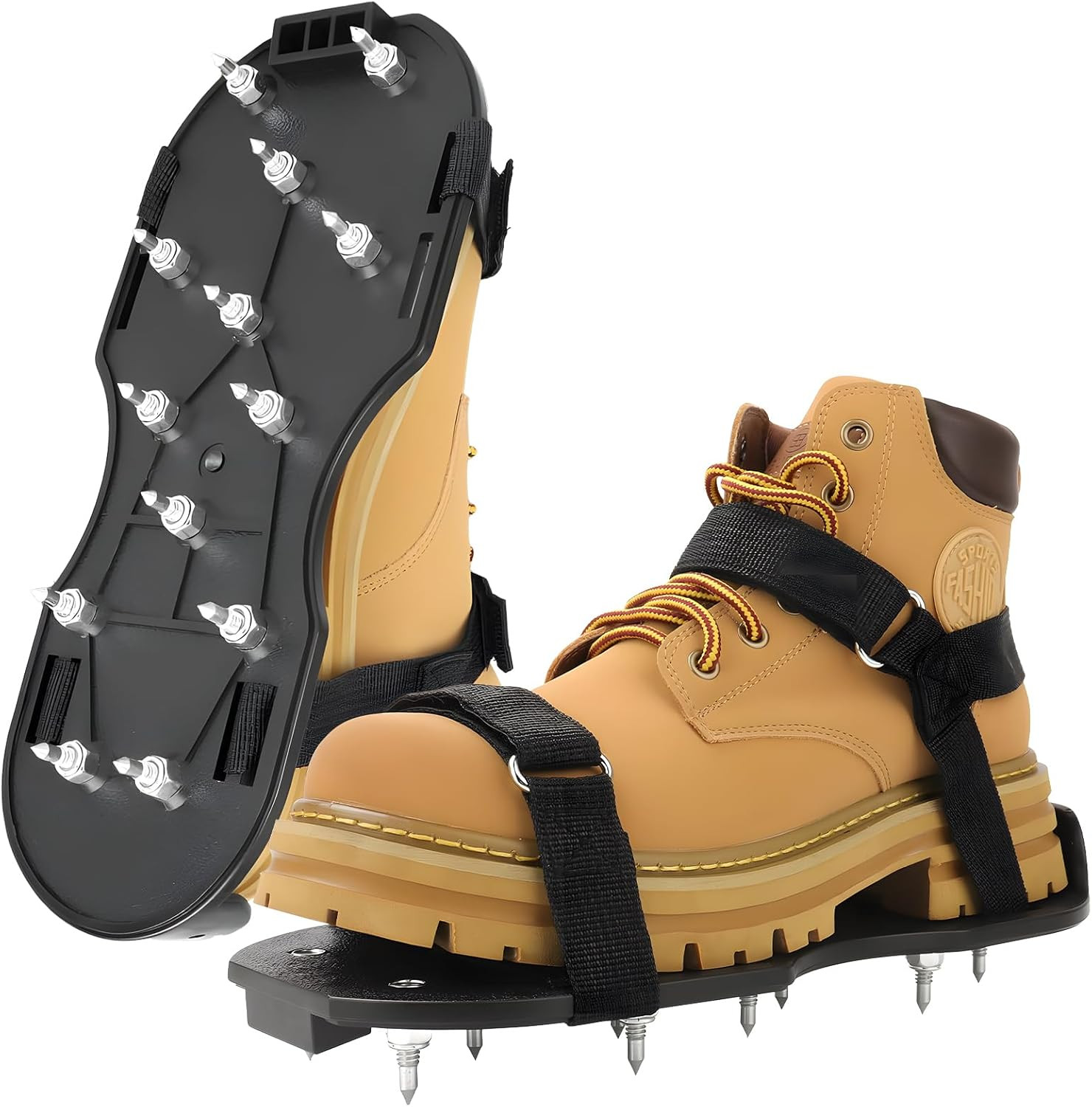Epoxy Floor Spiked Shoes Fully Assembled Gunite Spike 1 Pair (Black, Large Size) gallery