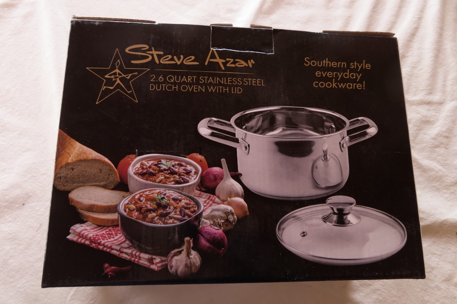 Steve Azar 2.6 Quart Stainless Steel Dutch Oven with Lid NEW gallery