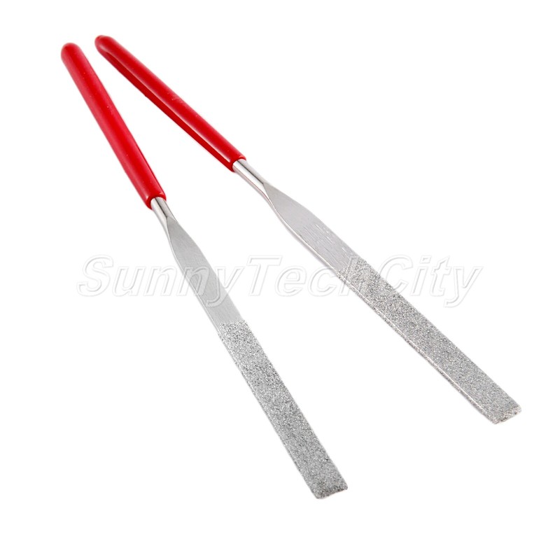 Metal Steel Stone Grinding Flat Diamond Needle File With Red Plastic Handle gallery