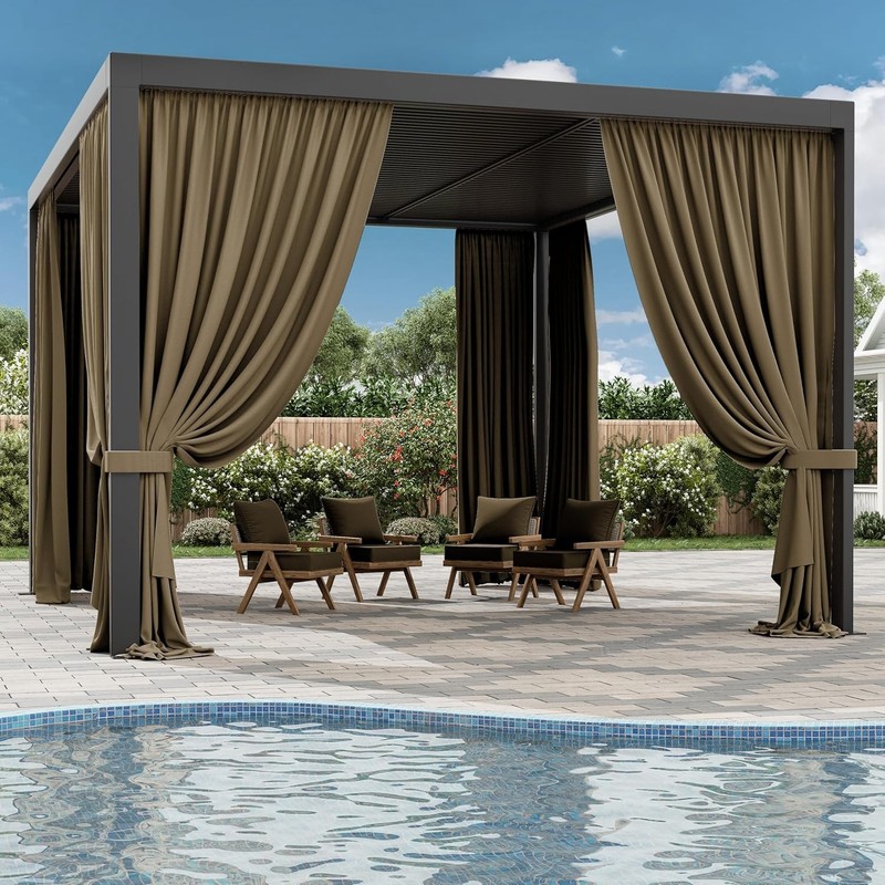 Gazebo Universal Replacement Privacy Curtain,12'×14' Gazebo Outdoor Waterpr gallery