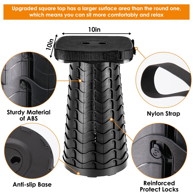 Portable Telescopic Stool Retractable Foldable Camping Hiking Travel Chair Seat gallery