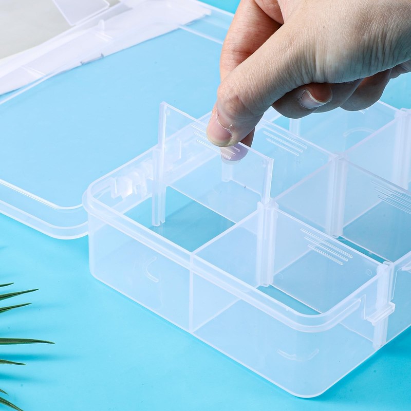 8 Grids Plastic Compartment Storage Box with Adjustable Divider Clear Plastic... gallery