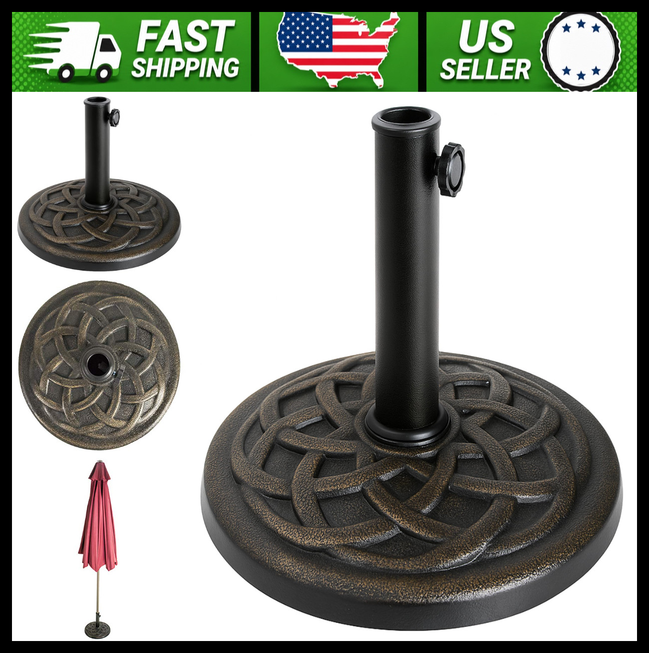 Backyard Expressions 21 lb Bronze Patio Umbrella Base gallery