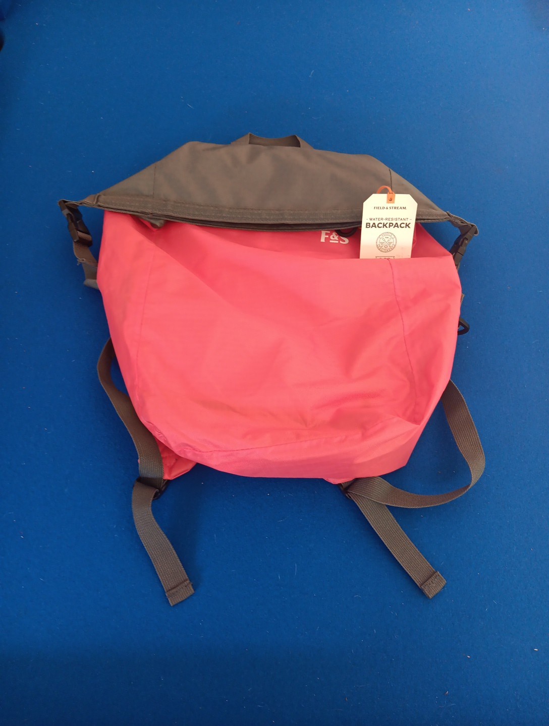 F&S Water Resistant Roll-Top Closure Backpack, Red/Gray