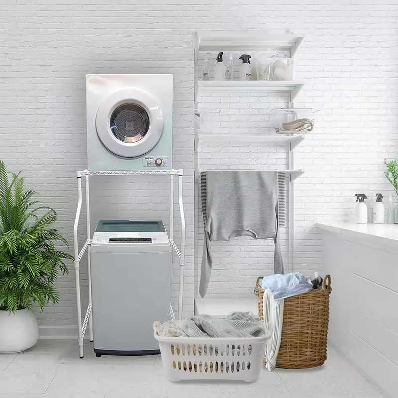 Compact Laundry Appliance Stand Stack Compact Dryer Over Top Washer Stand White gallery