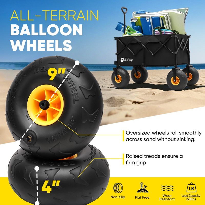 Sekey Beach Wagon – 440lb Capacity, Sand-Proof Wheels, Foldable. gallery