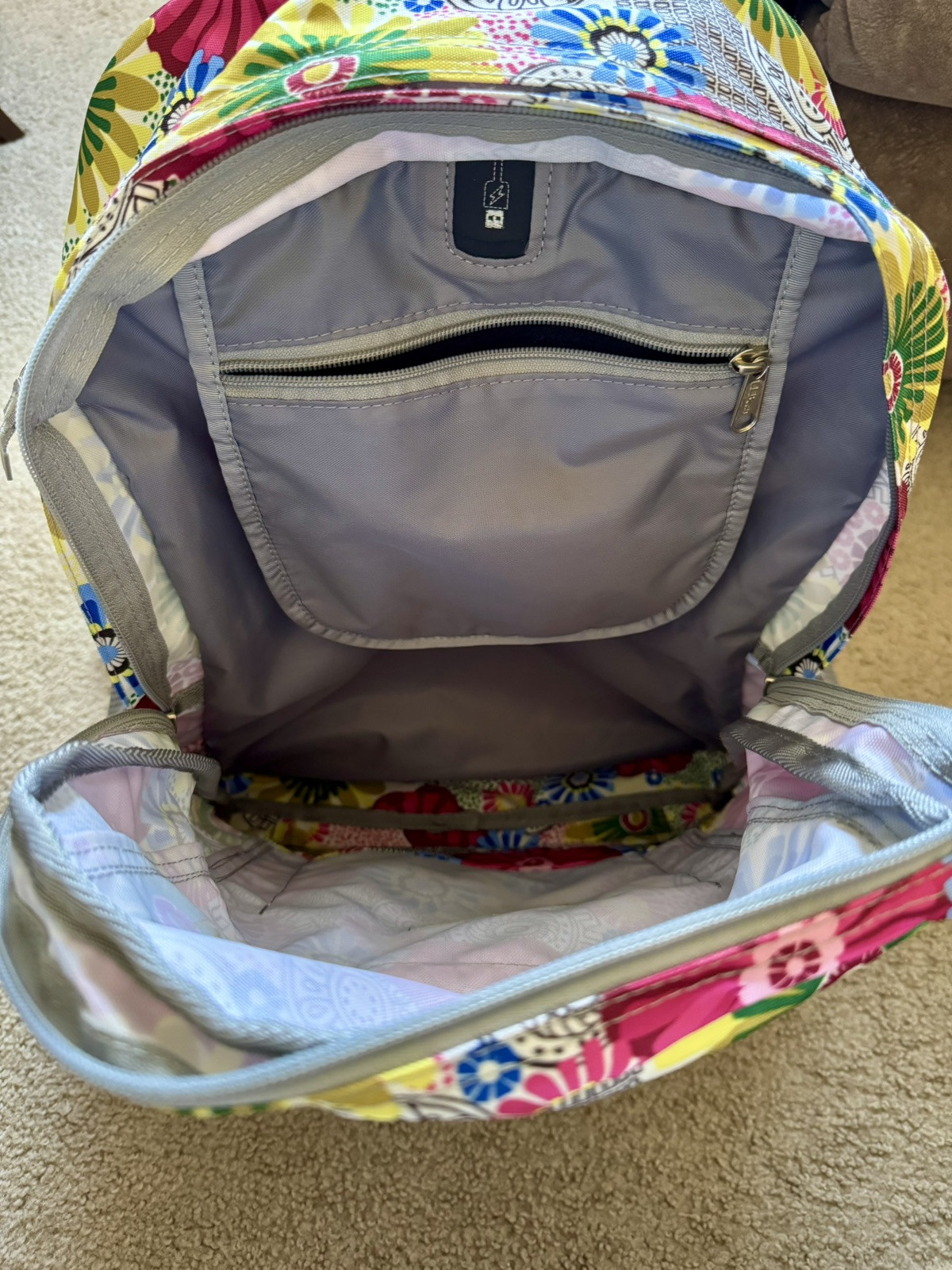 LL Bean School Backpack Book Bag Flower Design 505445 5